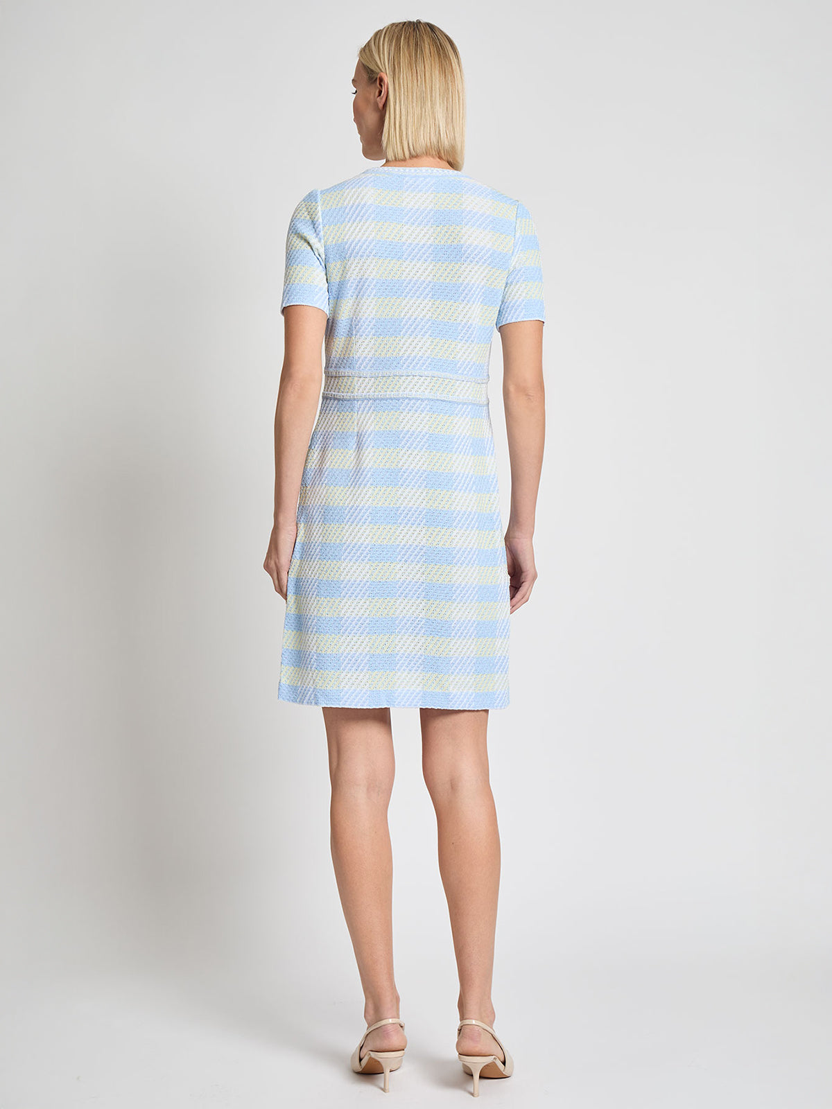 Bold Plaid Tweed Knit Sheath Dress - Modern Fit
