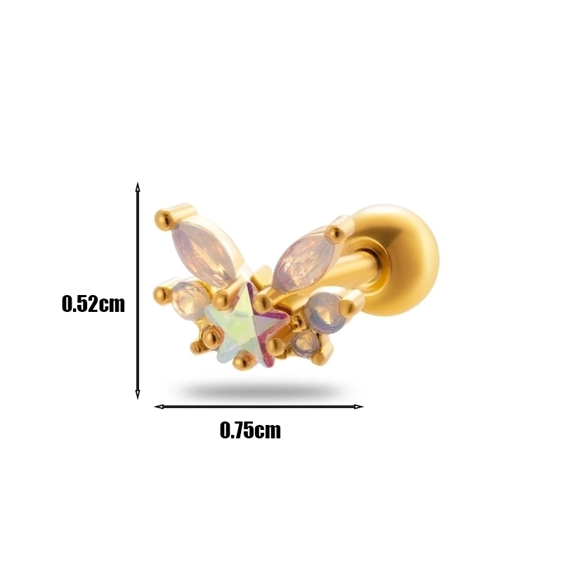 1 Piece Ear Cartilage Rings & Studs Minimalist Geometric 316L Stainless Steel  Copper Plating Inlay Zircon