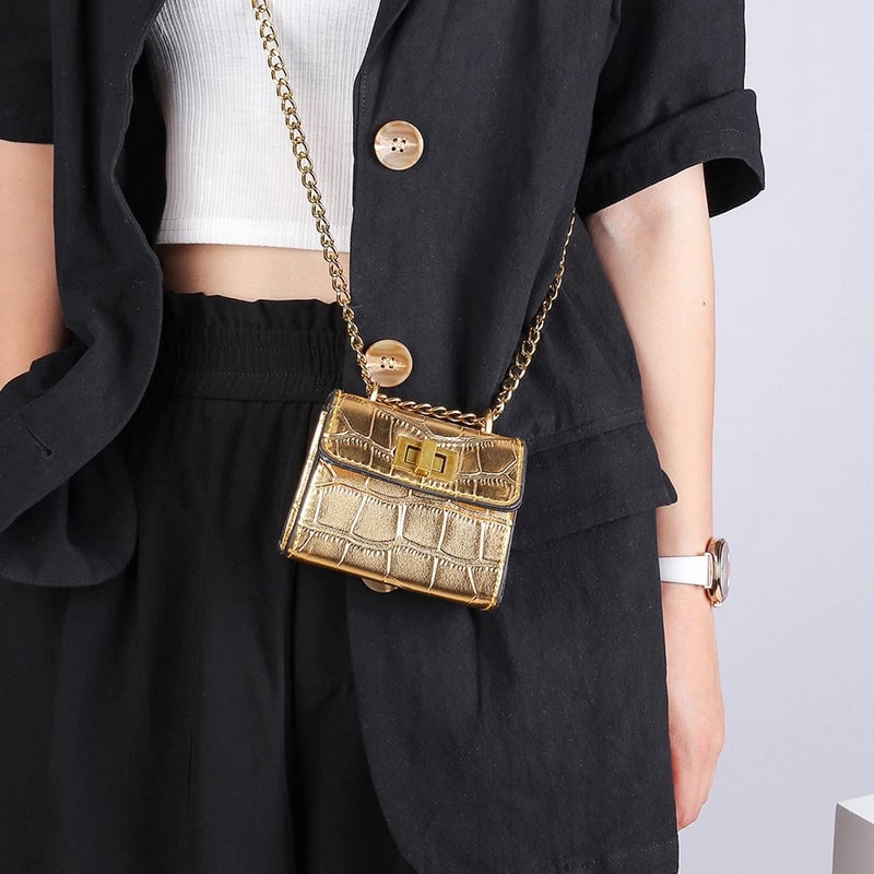 Women's Mini Pu Leather Solid Color Streetwear Square Flip Cover Crossbody Bag
