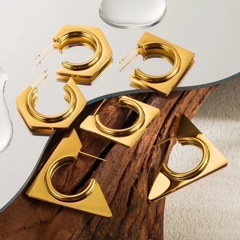 1 Pair Minimalist Solid Color Plating Stainless Steel 18k Gold Plated Ear Studs
