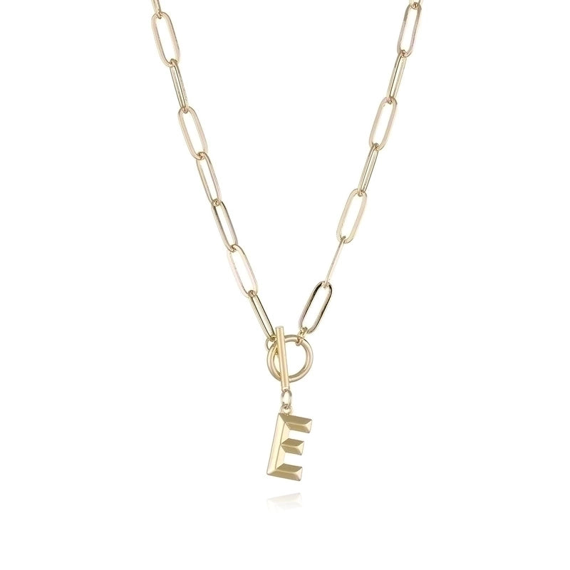 Copper 14K Gold Plated Fashion Plating Letter Pendant Necklace