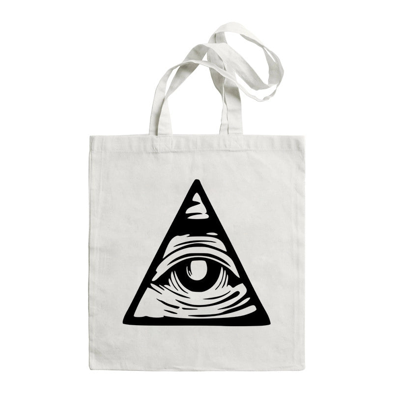 Unisex Large Canvas Devil's Eye Streetwear Square Open Tote Bag