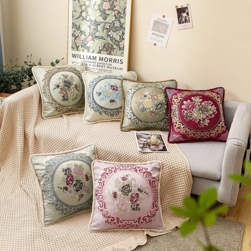 Elegant Classical Flower Polyester Throw Pillow Pillow Cases