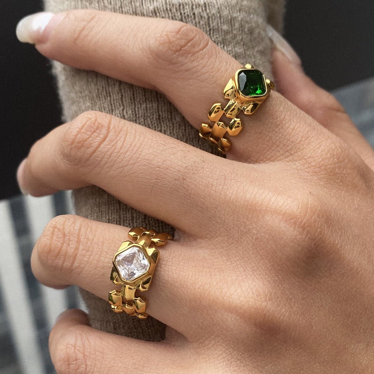 Zircon Stainless Steel Ring Titanium Steel Female Niche Design Ring Rings