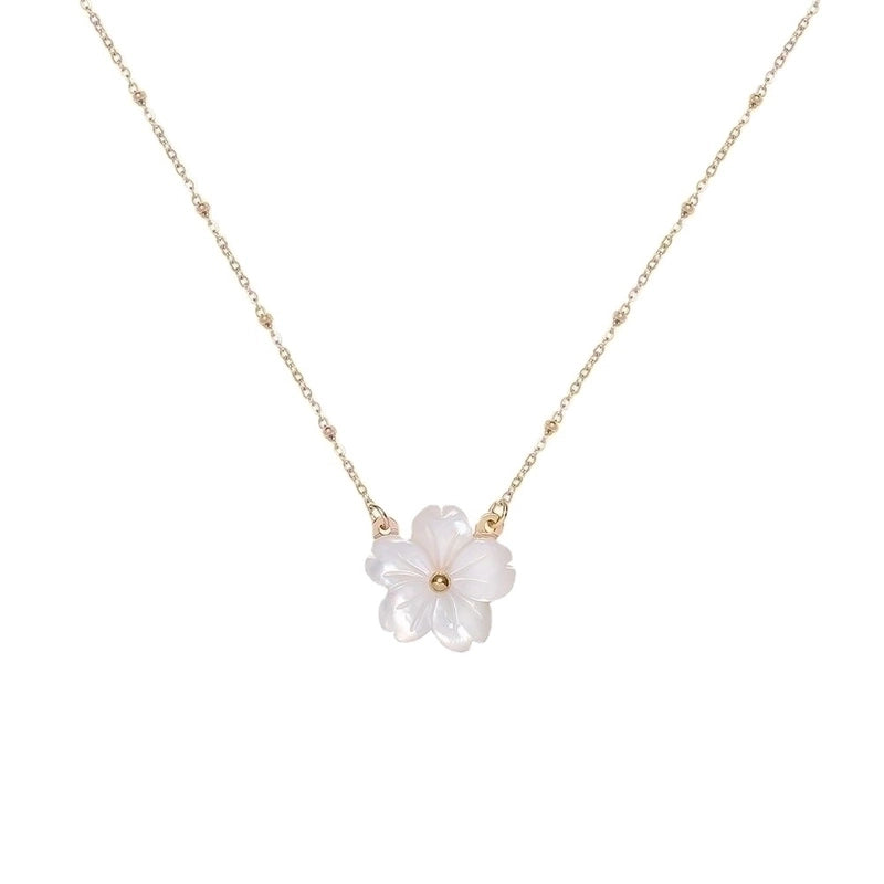 201 Stainless Steel Shell Lady Sweet Plating Flower Pendant Necklace