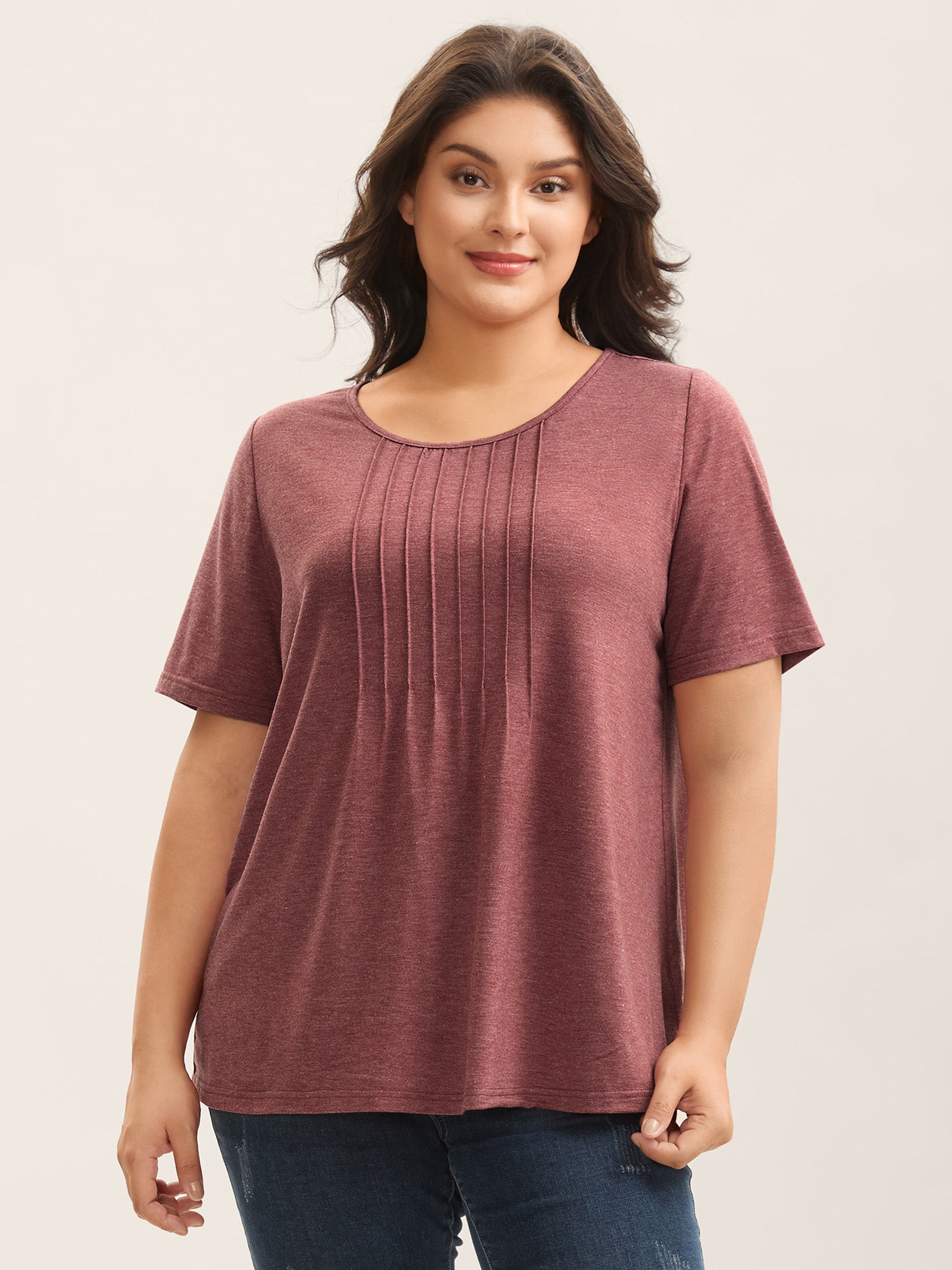 Stretchy Toothpick Pleat Basic Solid Top