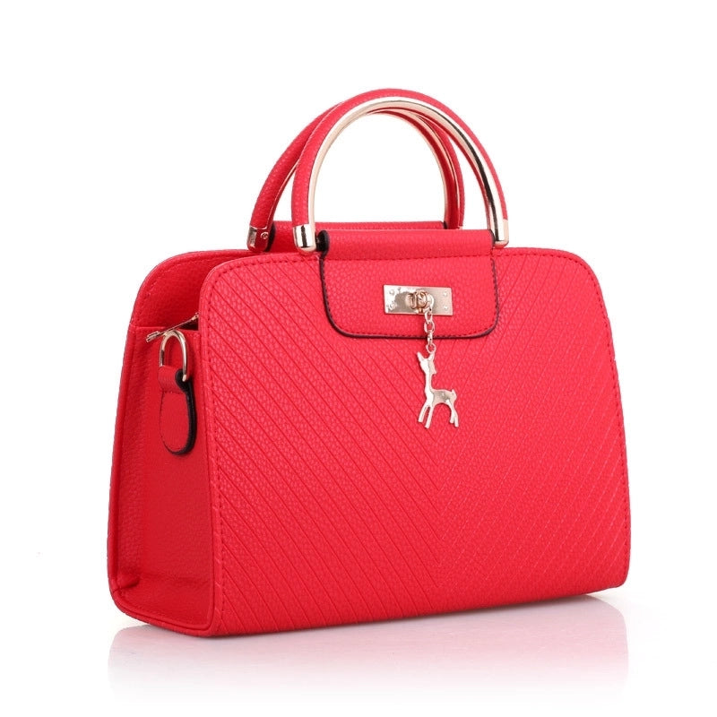 Women's Large Pu Leather Solid Color Elegant Zipper Handbag