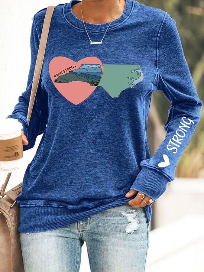 Women's North Carolina Strong Print Long Sleeve Sweatshirt