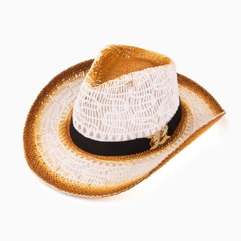 Women's Tropical Cool Style Color Block Big Eaves Fedora Hat