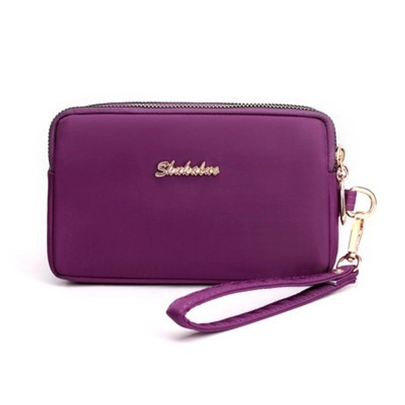 Washed Denim Women's Three-Zip Coin Purse Cosmetic Bag Mobile Phone Bag Handheld Portable Bag Small Square Bag