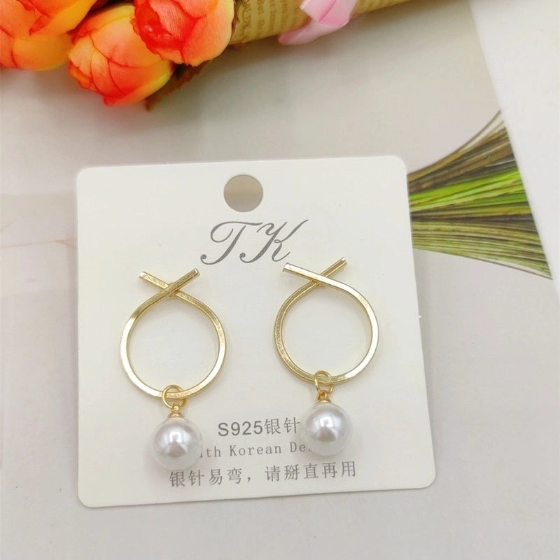 1 Pair Fashion Flower Butterfly Bow Knot Inlay Alloy Artificial Pearls Rhinestones Shell Earrings