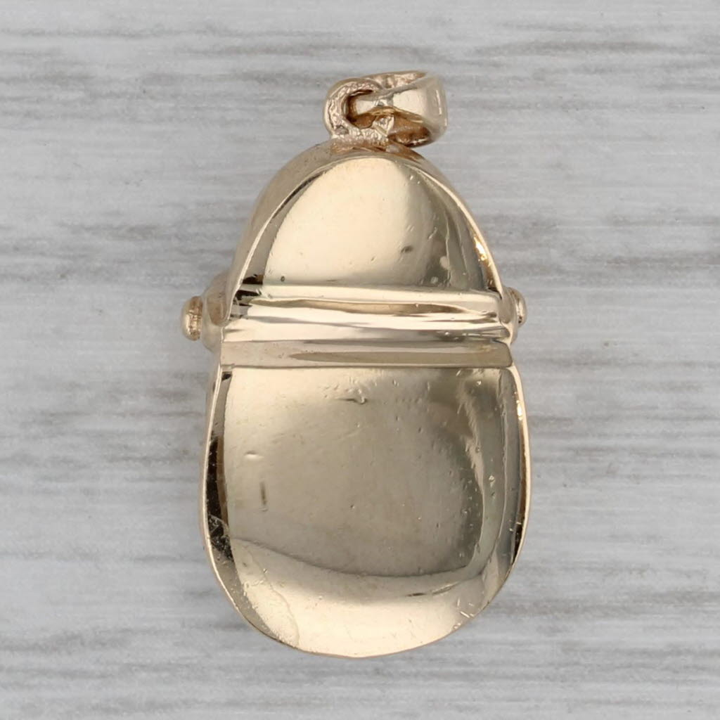 0.10ctw Diamond Baby Shoe Pendant 14k Yellow Gold New Parent Charm
