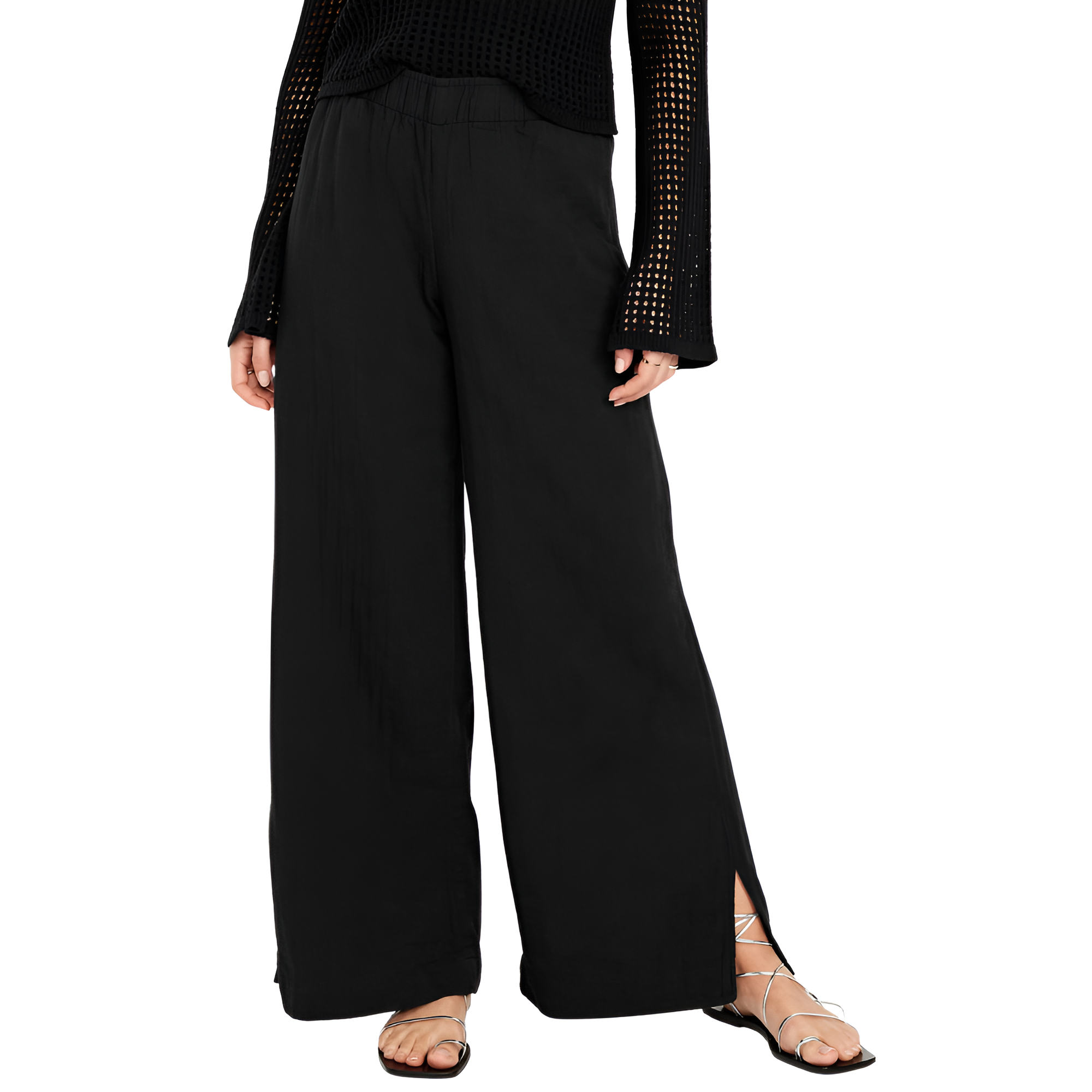 High Rise Crinkle Gauze Super Wide Pants