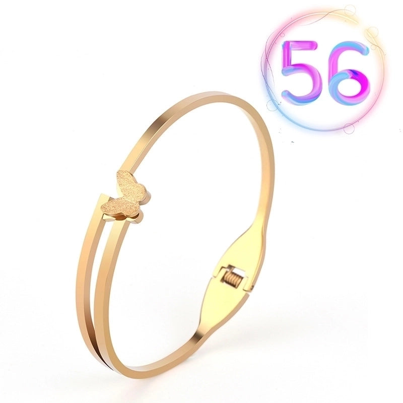 2 Pieces Fashion Geometric Stainless Steel Plating Zircon Bangle