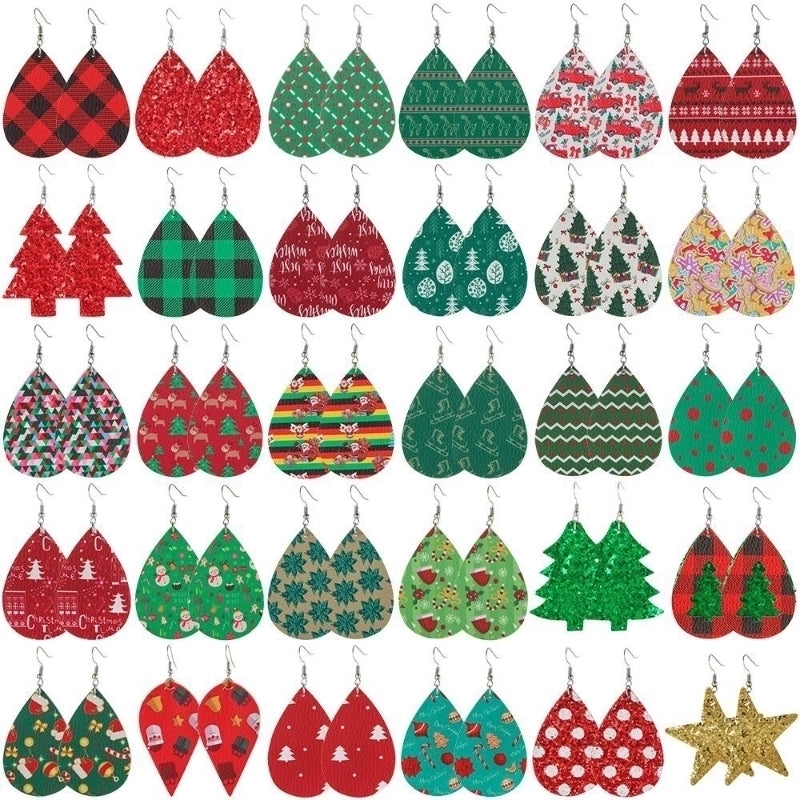 Fashion Water Droplets Pu Leather Handmade Women's Drop Earrings 1 Pair