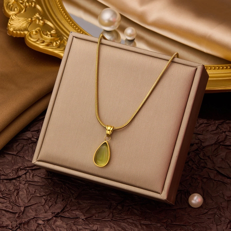 Elegant Minimalist Geometric Flower Bow Knot Titanium Steel Plating Pendant Necklace