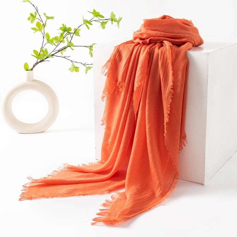 Women's Minimalist Solid Color Polyester Silk Scarf