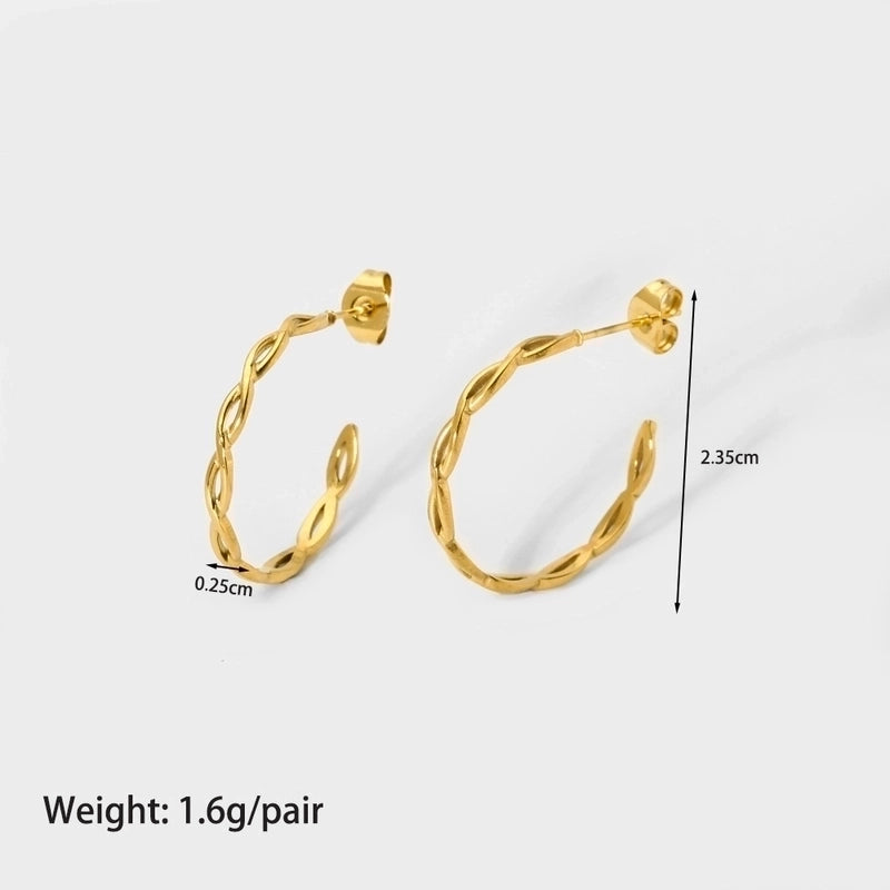 1 Pair Modern Style C Shape Plating 304 Stainless Steel 18K Gold Plated Ear Studs