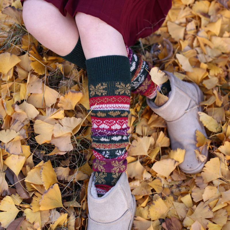 Ethnic Style Over-The-Knee Wool Stockings