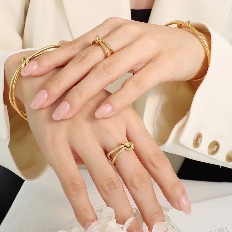 Elegant Geometric Titanium Steel 18K Gold Plated Plating Rings Bracelets
