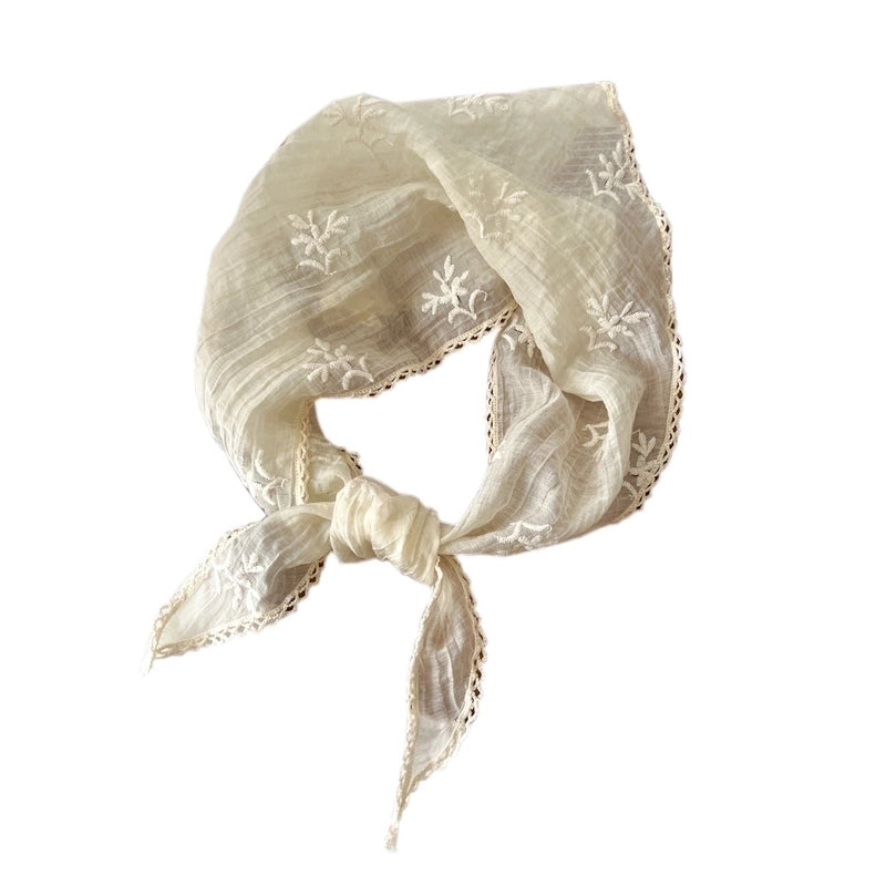 Women's Sweet Flower Knit Silk Scarf
