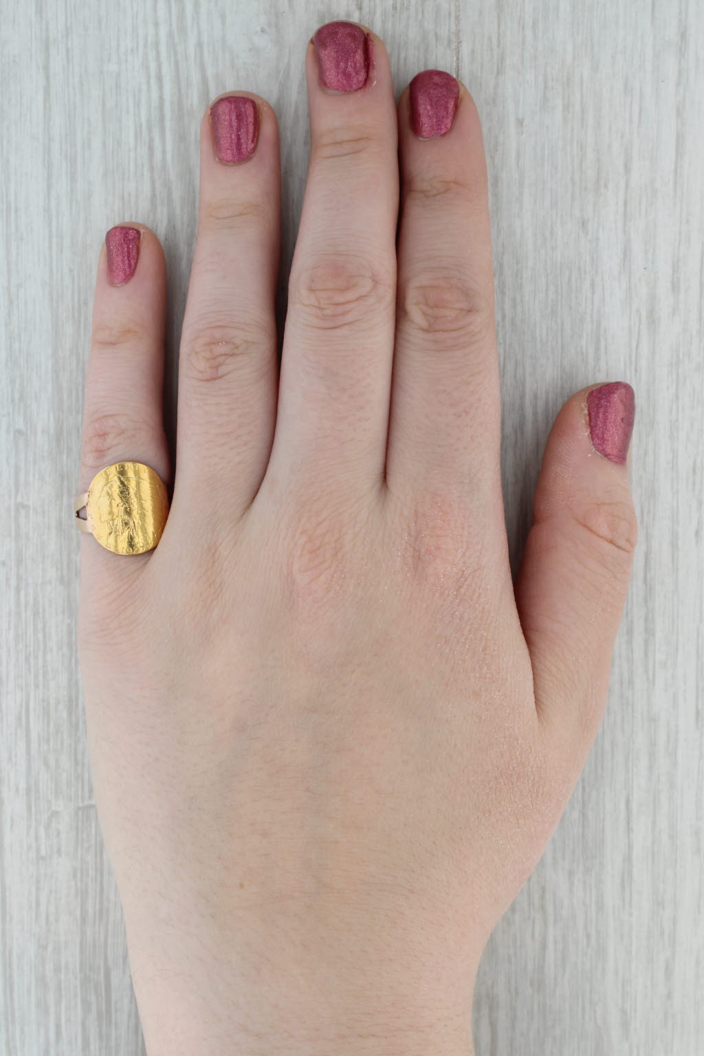 Authentic 1927 $2.50 Pressed US Coin Ring 10k 900 Yellow Rose Gold Size 7.75
