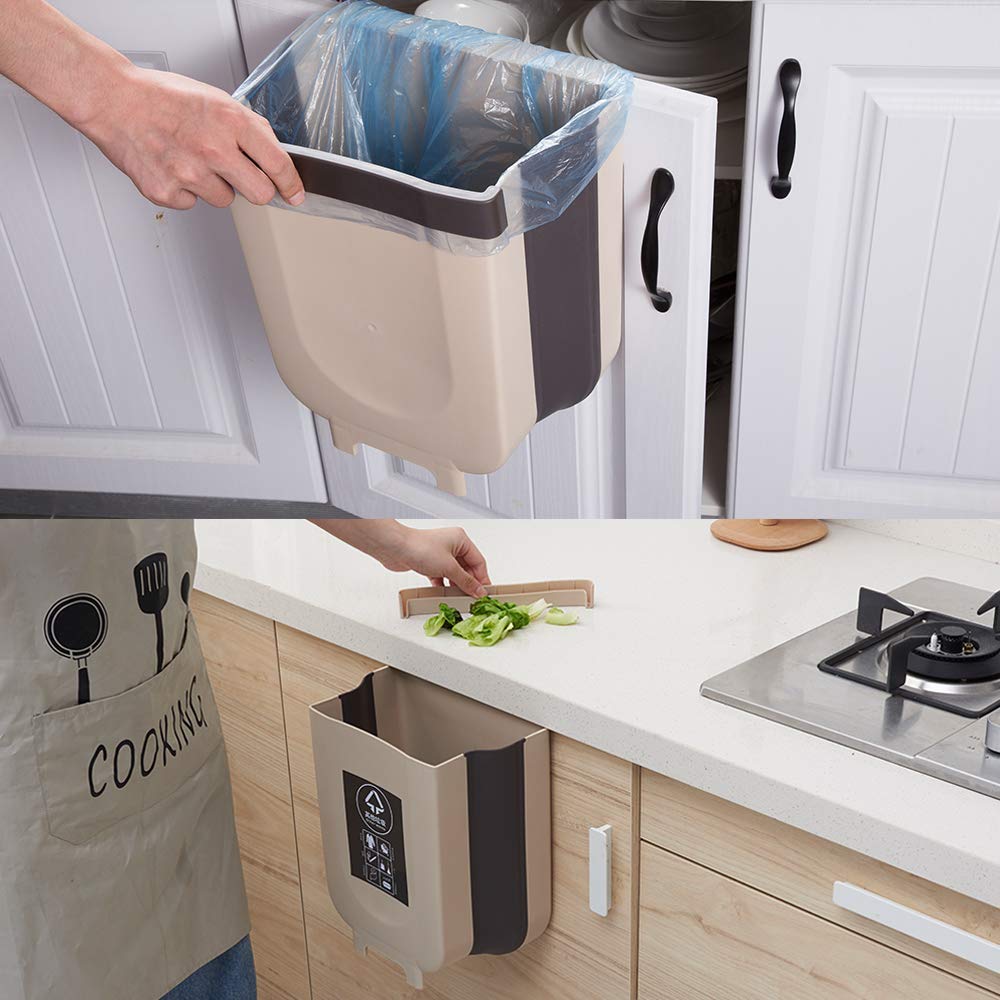 Hanging Trash Can Kitchen Cabinet Door Collapsible Dust Bin. Hanging Trash Holder Dustbin