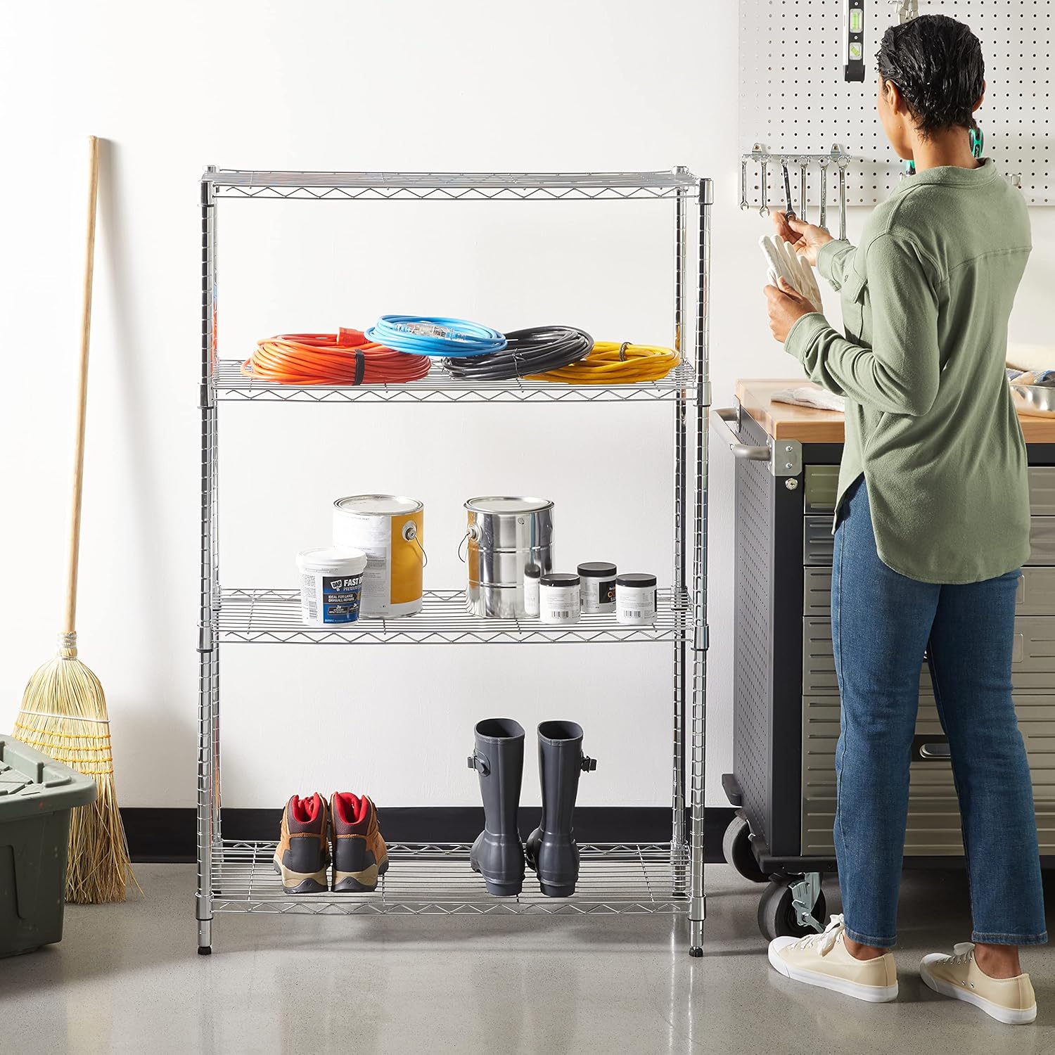 Amazon Basics 5-Shelf Adjustable Heavy Duty Steel Wire Rack Storage Shelving Organizer for Kitchen, Garage, 36