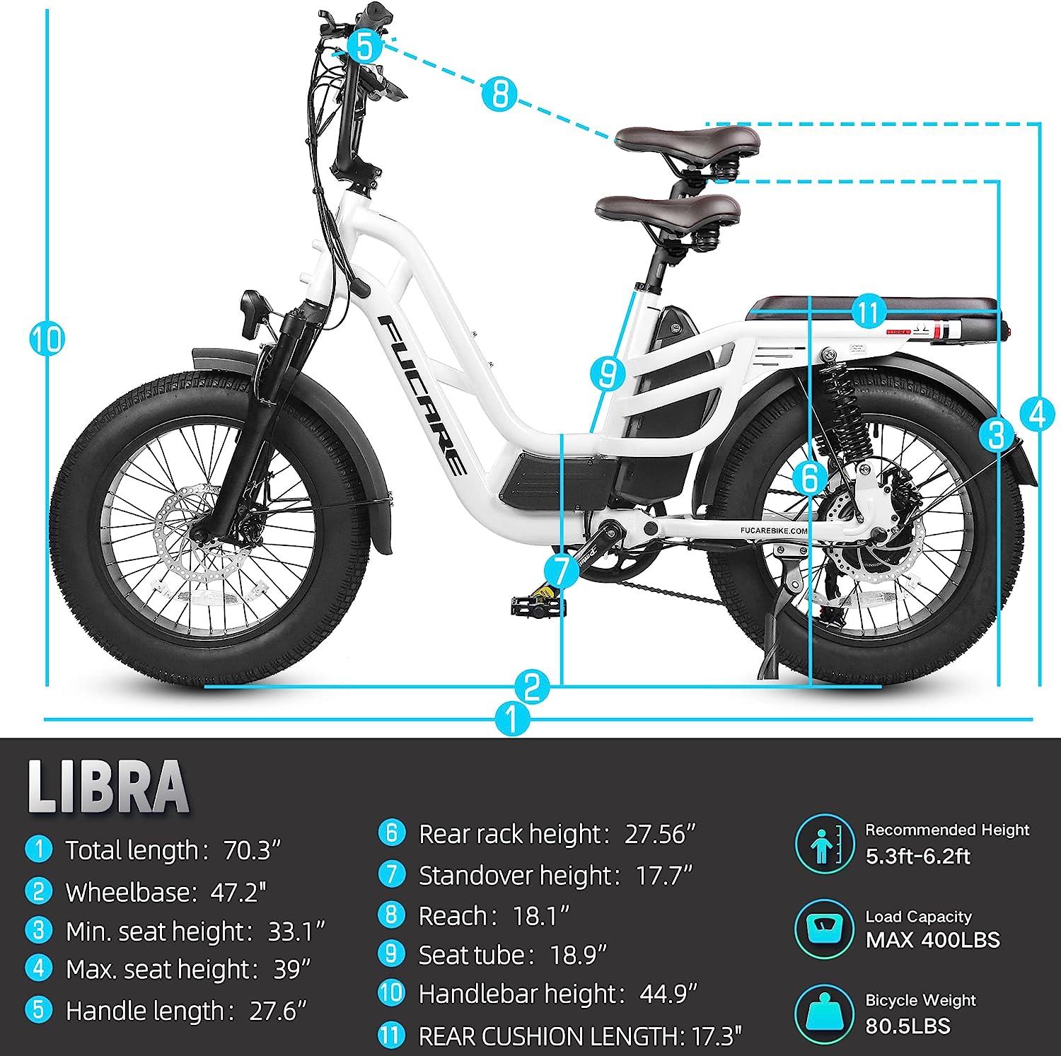 Fucare Libra 750W Electric Bike for Adults 32MPH 48V 20Ah LG Lithium Battery EBike with Full Suspension LCD Color Display 20*4.0 All-Terrain Fat Tire Shimano 7 Speed Snow Commute Electric Bicycles...