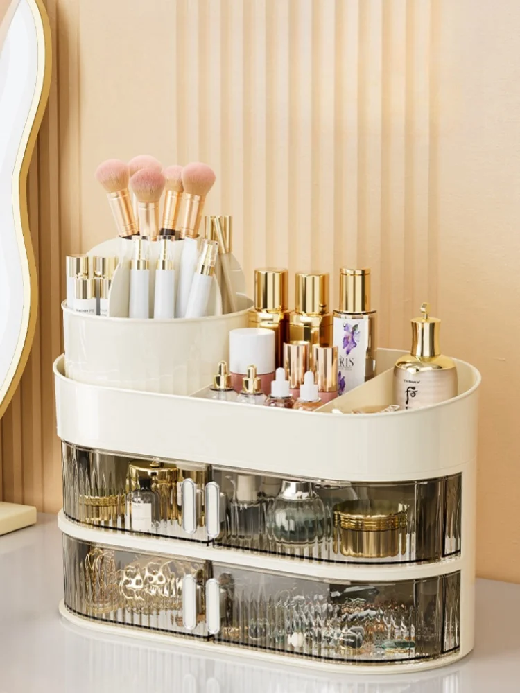 360掳 ROTATING COSMETIC STORAGE BOX 鈥?LARGE-CAPACITY MAKEUP & JEWELRY ORGANIZER WITH DRAWERS