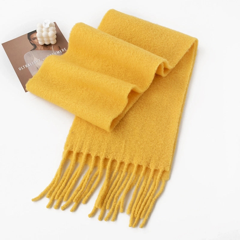 Women's Sweet Minimalist Solid Color Nylon Tassel Scarf