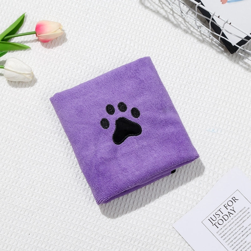 Fashion Artificial Fiber Paw Print Pet Bath Towel