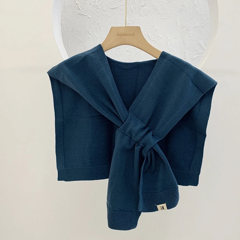 Unisex Casual Sweet Solid Color Knit Shawl
