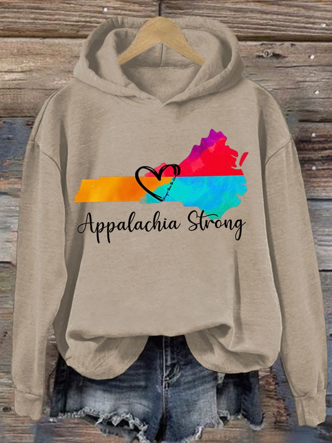 Retro Appalachia Strong Stronger Than The Storm Print Hoodie