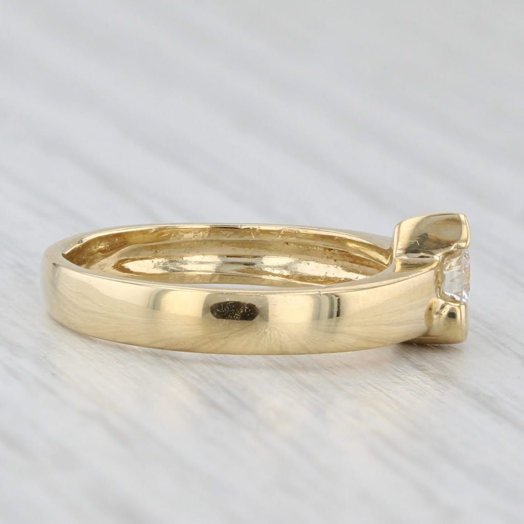 0.18ct Round Diamond Solitaire Ring 18k Yellow Gold Bypass Size 4