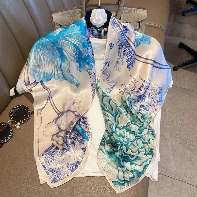 Women's Elegant Minimalist Printing Silk Printing Silk Scarf