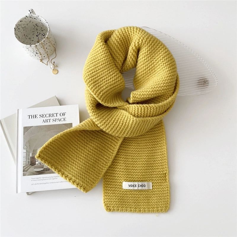 New Solid Color Scarf Women's Winter Warm  Knitted Long Thickened  Student Wool Scarf