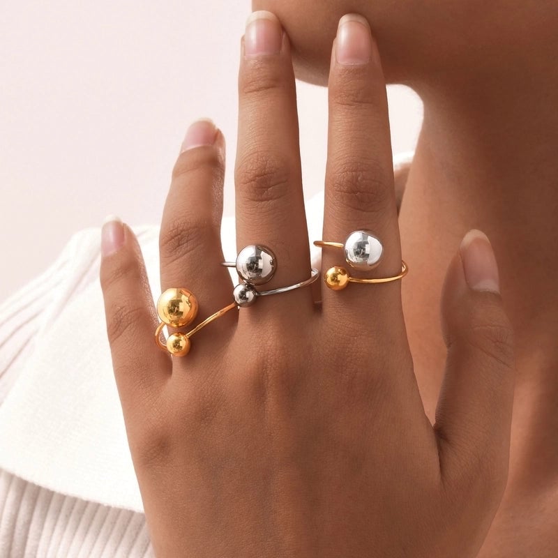 Minimalist Geometric 201 Stainless Steel Plating Stainless Steel Rings