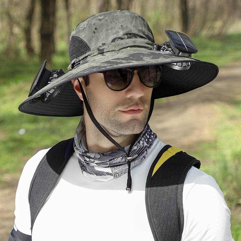 🔥LAST DAY 49% OFF🔥- Wide Brim Solar Fan Outdoor Fishing Hat-Solar & USB Charging