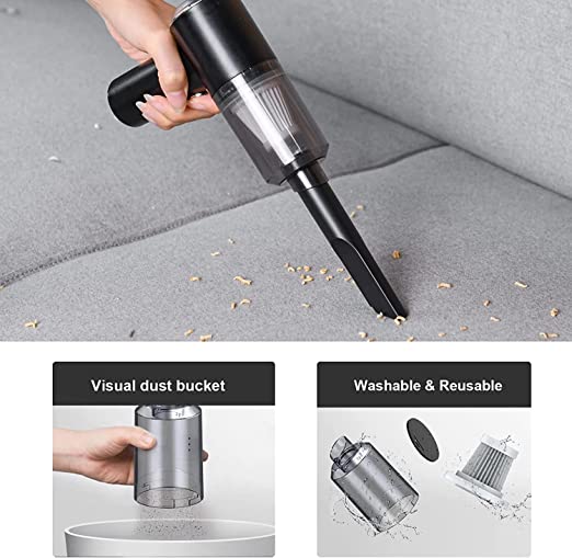 Rechargeable Vacuum Cleaner Powerful Suction Mini USB Vacuum Cleaner Black