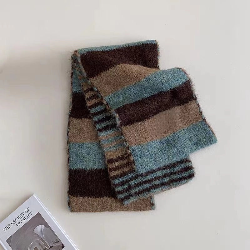 Women's Minimalist Stripe Polyester Fleece Scarf
