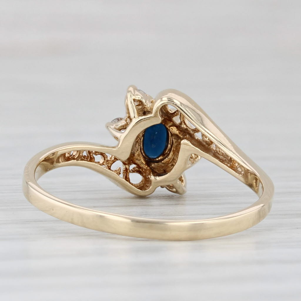 0.34ctw Blue Sapphire Diamond Bypass Ring 14k Yellow Gold Size 6.5