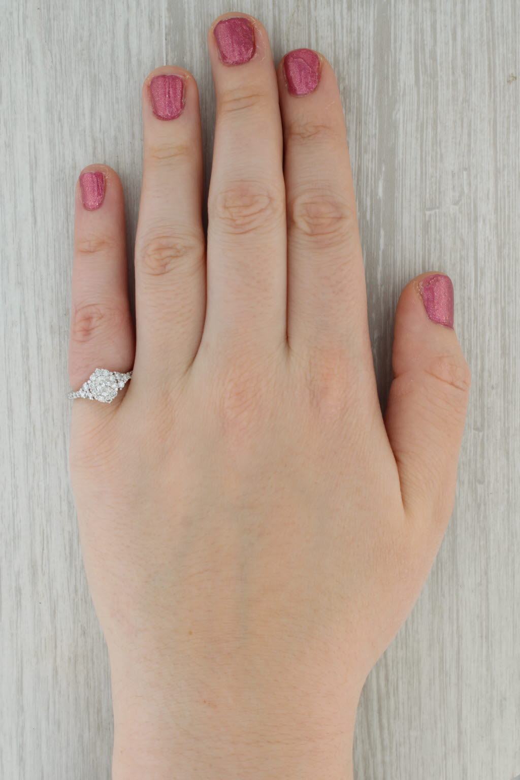 0.78ctw Oval Diamond Halo Engagement Ring 14k White Gold Size 5.5