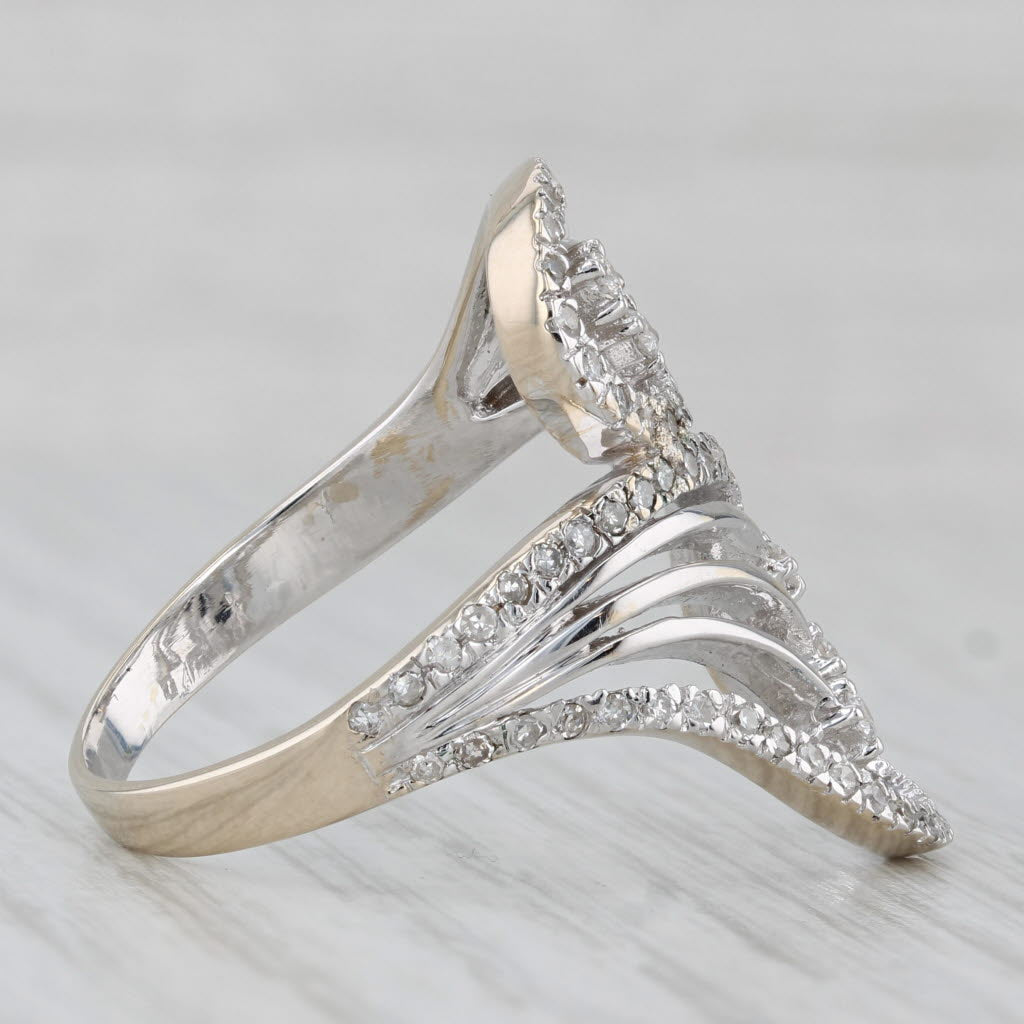 0.52ctw Diamond Shooting Stars Bypass Ring 18k White Gold Size 10 Cocktail