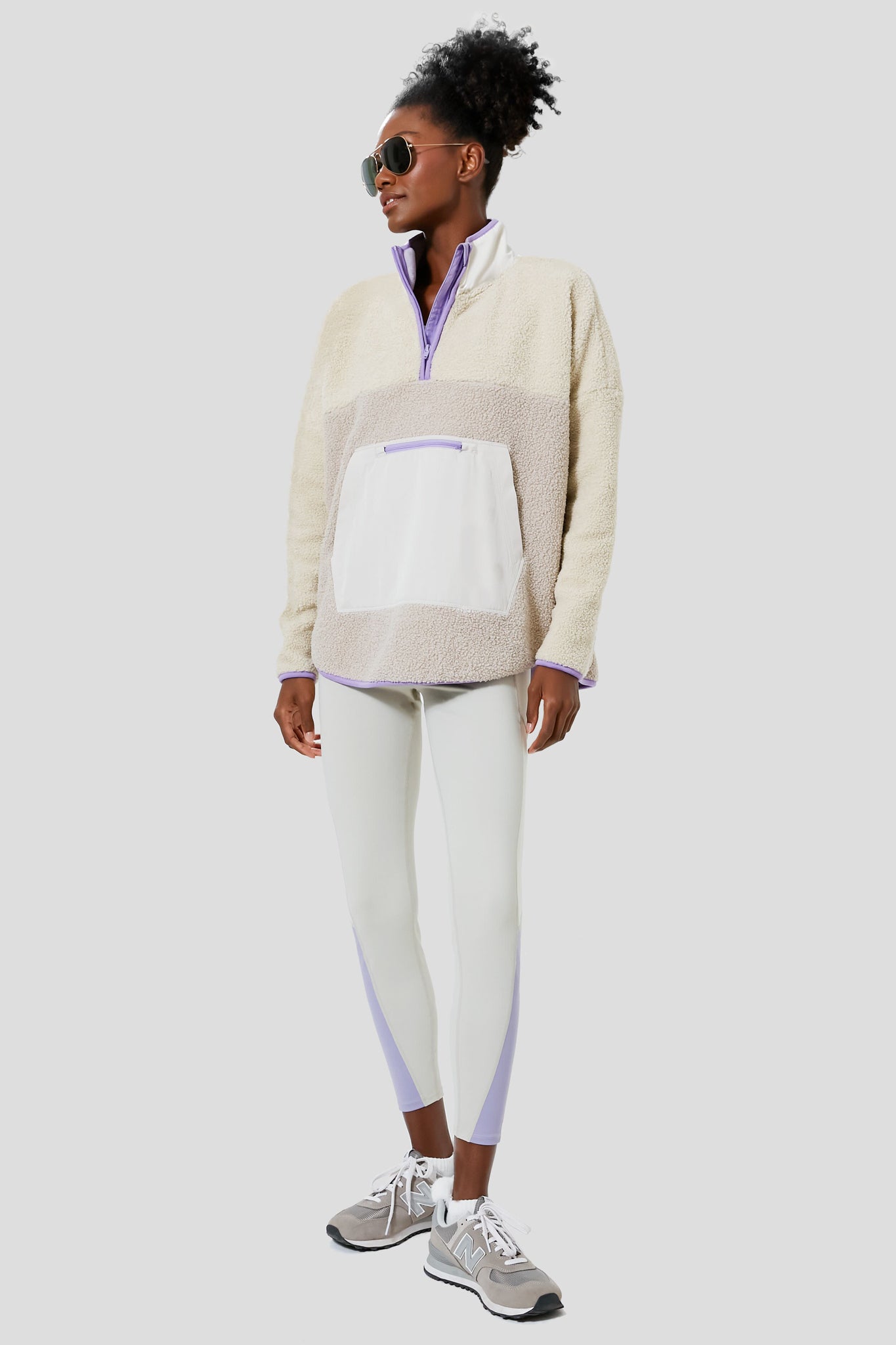 Gray and Lilac Fleece Cady Quarter Zip