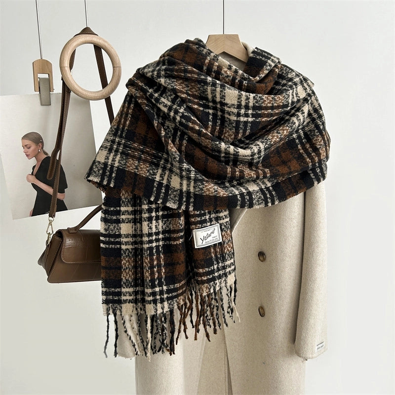 Women's Elegant Plaid Imitation Cashmere Scarf
