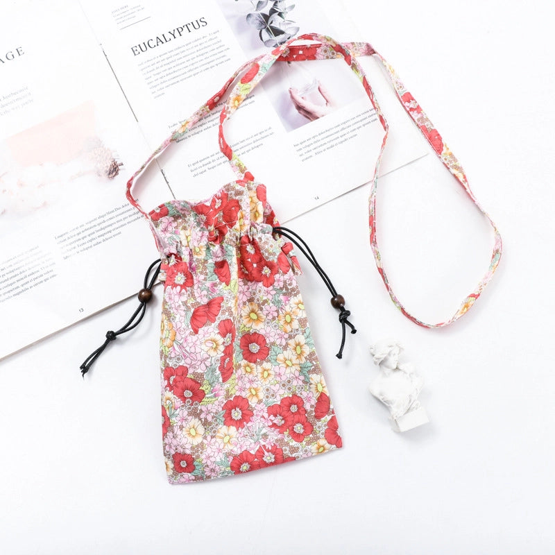 Women's Cotton Flower Elegant Square String Phone Wallets