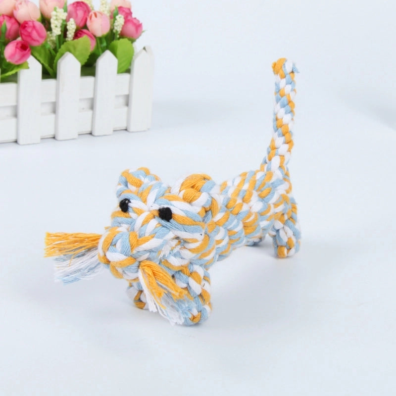 Cute Woven Animal Cotton Rope Molar Cat And Dog Toys