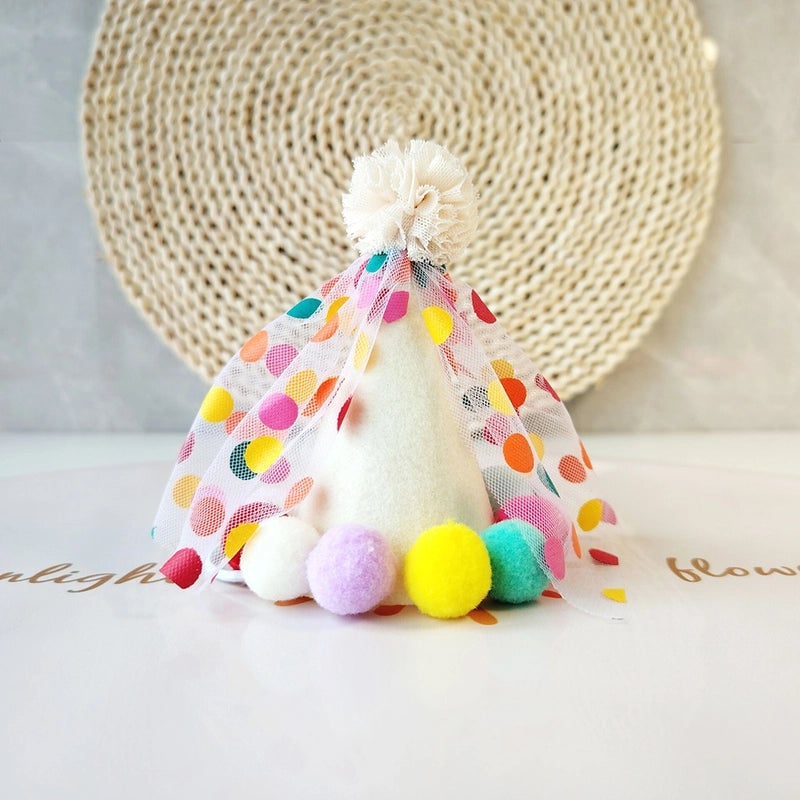 Minimalist Nonwoven Round Dots Pet Saliva Towel Pet Hat