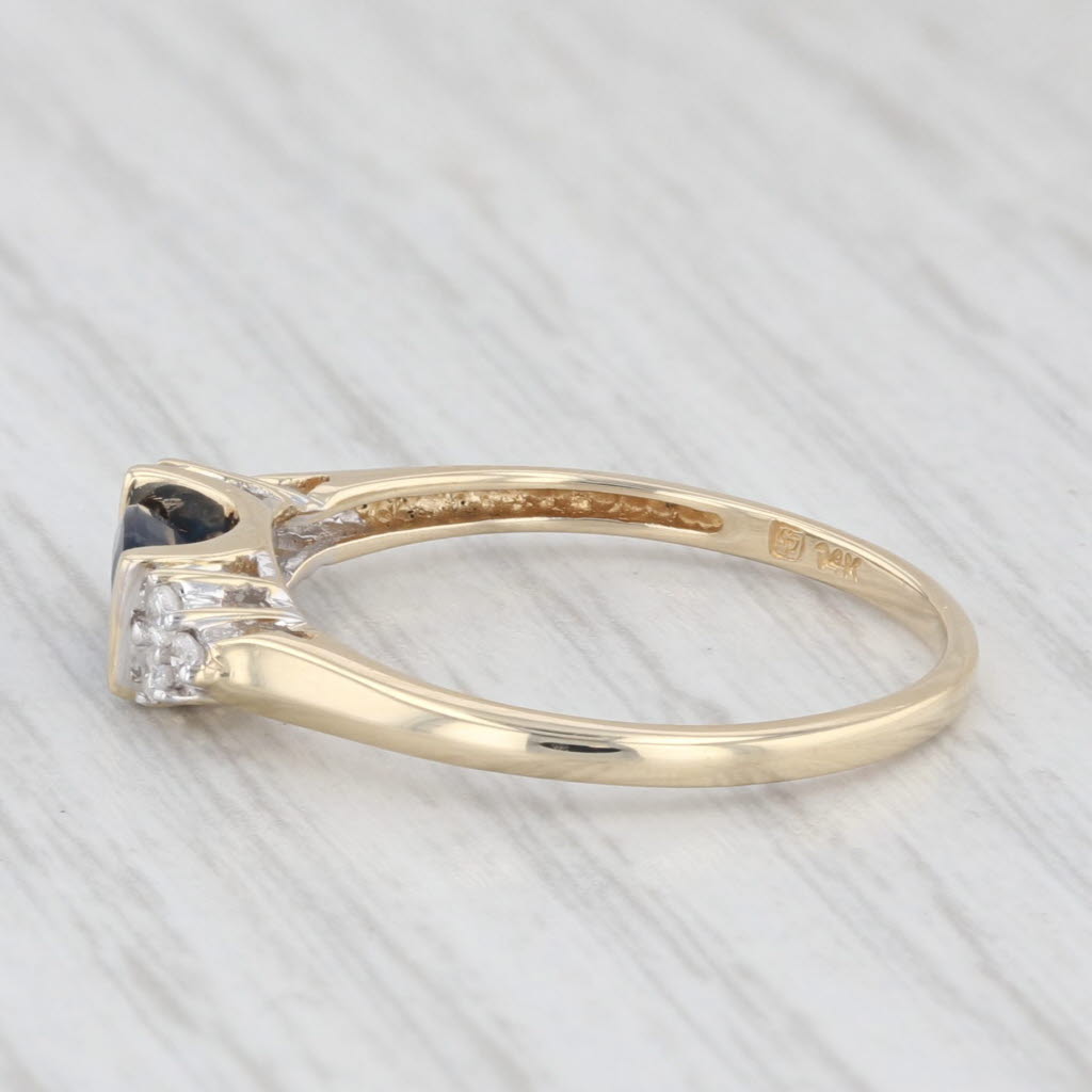 0.70ctw Blue Sapphire Diamond Ring 14k Yellow Gold Size 7 Stackable